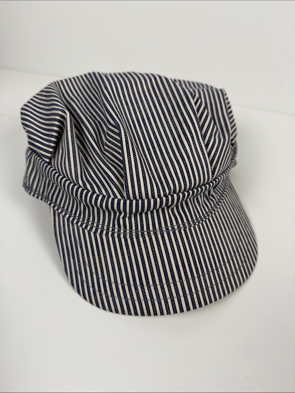 Vintage Striped Cotton conductors Cap - Navy & White sanforized
